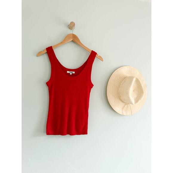 Madewell | NWT Linen-Blend Scoopneck Sweater Tank Festival Red | Sz S - Picture 2 of 8